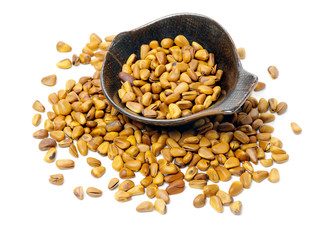 Pine nuts on white background