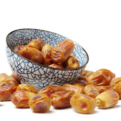 medjool dates on white background