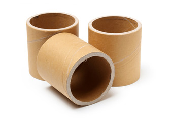 Brown paper roll on white background