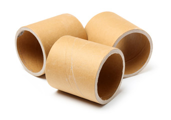 Brown paper roll on white background