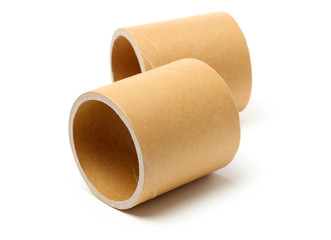 Brown paper roll on white background