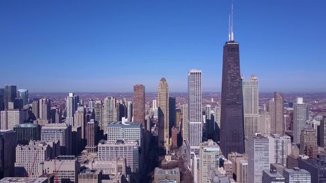High angle aerial of downtown Chicago, Illinois.