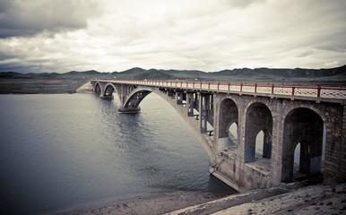 bridge across the Yellow river in bad weather