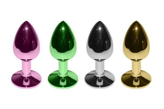 Metal anal plugs isolated on a white background.