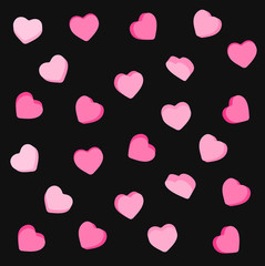 Colorful candy hearts pattern. Valentine's Day background in pastel colors. Decorative vector elements.