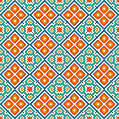 Repeated bright diamonds background. Geometric motif. Seamless pattern with vivid square ornament. Ethnic digital paper