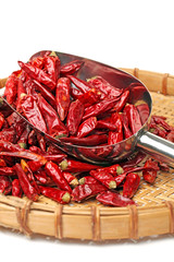 dry red pepper on white background 