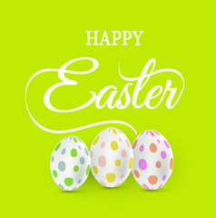 Happy Easter Typography with decorated Easter eggs-Easter banner and greeting card template