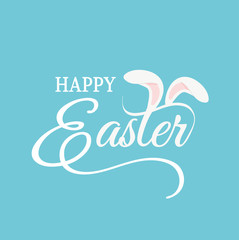 Happy Easter Typography with rabbit ears-Easter banner and greeting card template