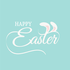Happy Easter Typography with rabbit ears-Easter banner and greeting card template