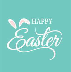 Obraz premium Happy Easter Typography with rabbit ears-Easter banner and greeting card template