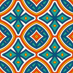 Ethnic style seamless pattern with floral motif. Vintage bright colors abstract background. Tribal ornament.