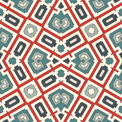 Bright seamless pattern with geometric ornament in pastel colors. Colorful abstract background. Ethnic and tribal motifs