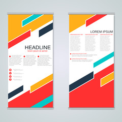 Modern roll-up business banners vector design template