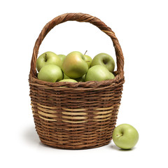 Green apple on white background