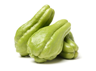 Chayote on white background
