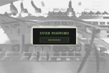 Enter your secret safe password on digital screen