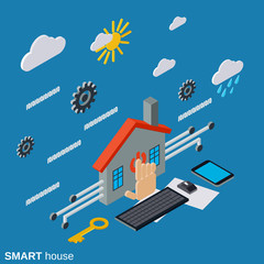 Smart house flat 3d isometric vector concept illustration