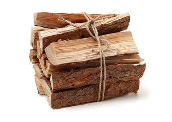 Pile of firewood isolated on a white background