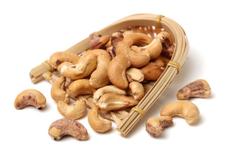 cashew nuts on white background 