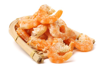 dried shrimp on white background 