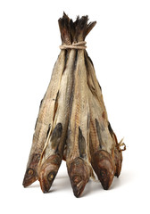 Dried Pollack on the white background