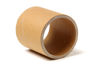 Brown paper roll on white background