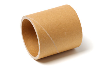 Brown paper roll on white background