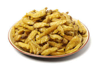Group Of Hot Pickled Peppers on white background