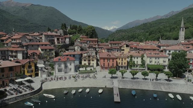 bicycle sumer italy Italian riviera houses drone flight near the mountains, Italy lake, drone 4k nature flight hootel