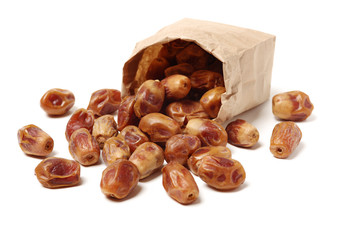 medjool dates on white background