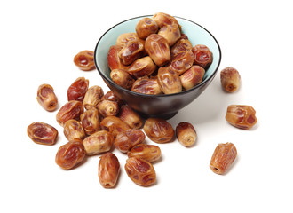 medjool dates on white background