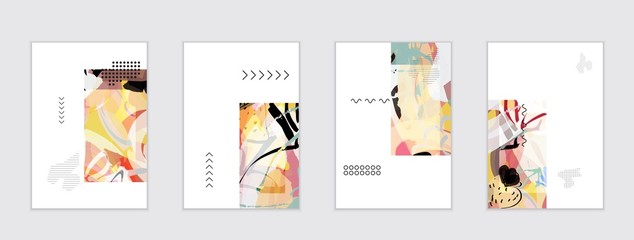 Set of artistic abstract universal card templates