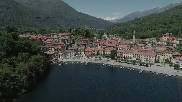 bicycle sumer italy Italian riviera houses drone flight near the mountains, Italy lake, drone 4k nature flight hootel