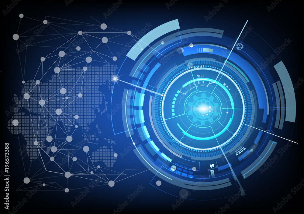 Wall mural digital background with modern point global network connection on world, concept of global business.
