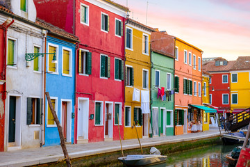 Fototapeta na wymiar Venice landmark, Colorful Houses in Burano island