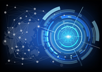 Digital background with modern point global network connection on world, concept of global business. illustrator vector.