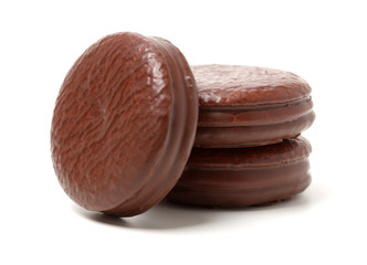 Chocolate pie isolated on white background