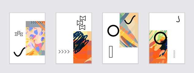 Set of artistic abstract universal card templates