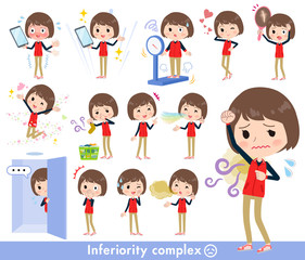 Store staff red uniform women_complex