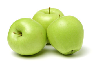 Green apple on white background