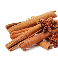 Multi spices isolated on white background