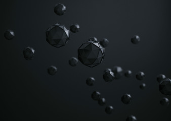 3d rendering of Icosahedron geometric shapes , abstract low key and selected focus background .