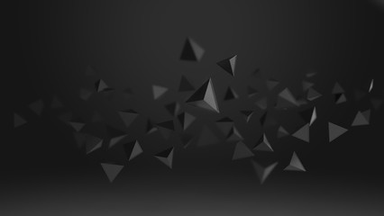 3d rendering of triangle geometric shapes , abstract low key and selected focus background .