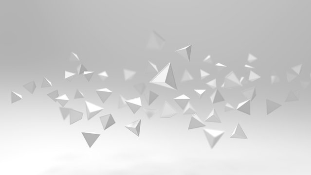 3d rendering of triangle geometric shapes , abstract high key and selected focus background .