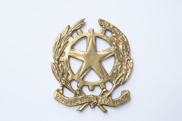 Emblem of the Italian Republic made with brass
