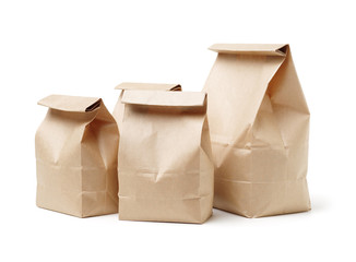 Paper bags on white background