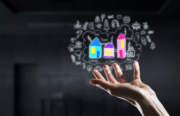 My city concept. Mixed media