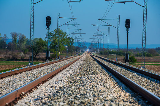 Iron Railroad tracks - Stock image