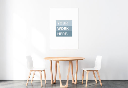 Poster Mockup with Table and Chairs